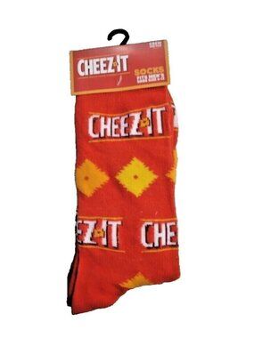 Unisex Cheez-It Crew Socks Mens Shoe Size 6-12 Red Yellow Fun Novelty NWT Women